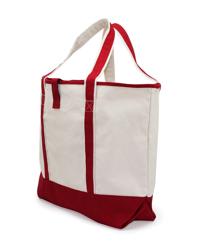 EcoJeannie Red 100% Cotton Canvas Reusable Shopping Tote Bag