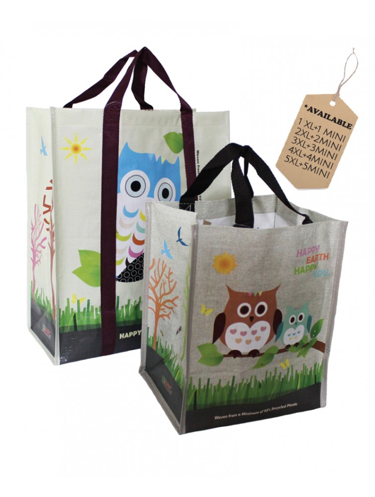EcoJeannie Laminated Woven Reusable Shopping Tote Bag (Avail: Combo Set of 1, 2, 3, 4 , 5 sets)