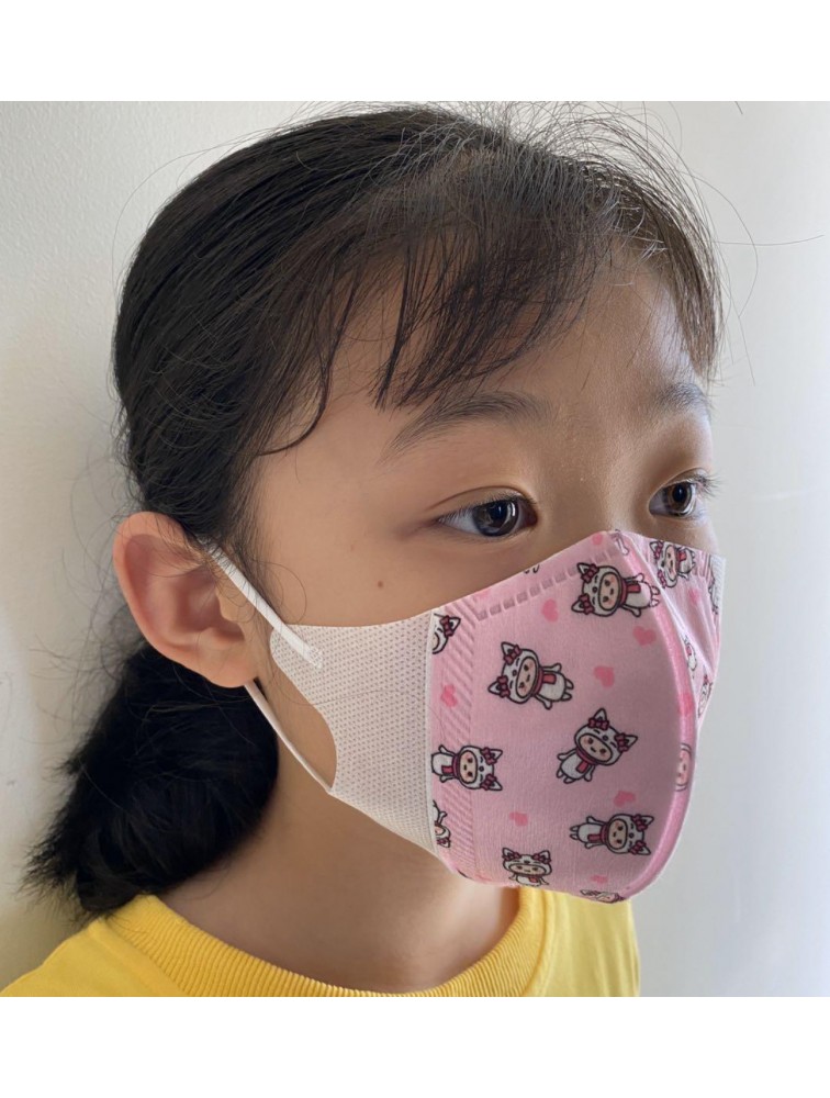 Anti PM2.5 Safety High-quality Non-Woven 4 Layers Breathable Face Mask For Kids, PINK (Avail: Set of 1, 4, 12 Masks)