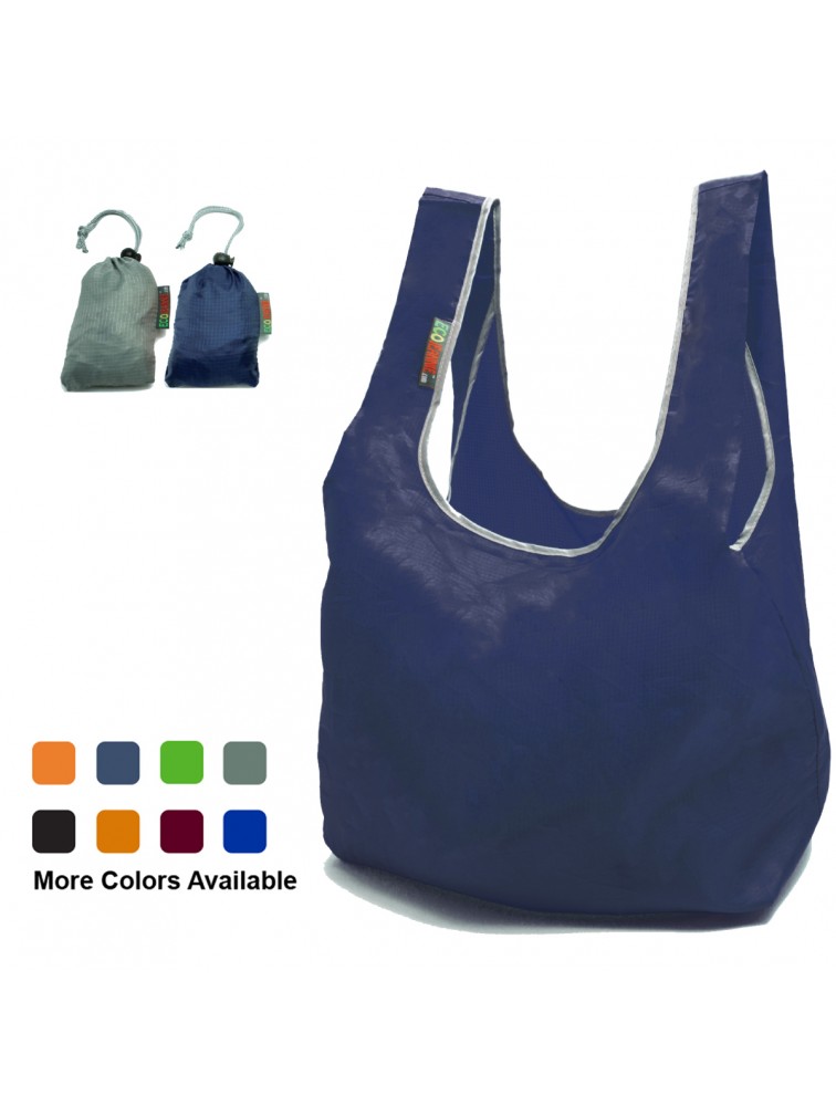 EcoJeannie Ripstop Nylon Reusable Shopping Tote Bag, 2 Packs