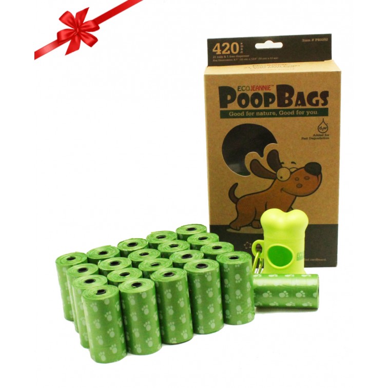 EcoJeannie Biodegradable Dog Waste Bags with a Dispenser, Lavender Scented (420-Count)