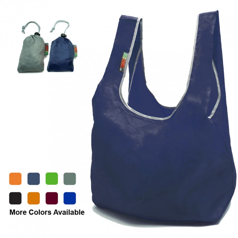 EcoJeannie Ripstop Nylon Reusable Shopping Tote Bag, 2 Packs
